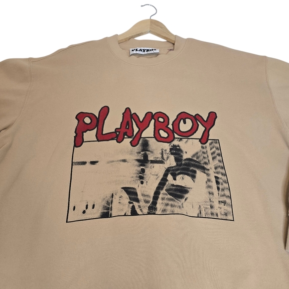 Playboy by PacSun Logo Sweatshirt, Tan Long Sleeve, Size XL, Pre-owned-Excellent - Picture 5 of 12